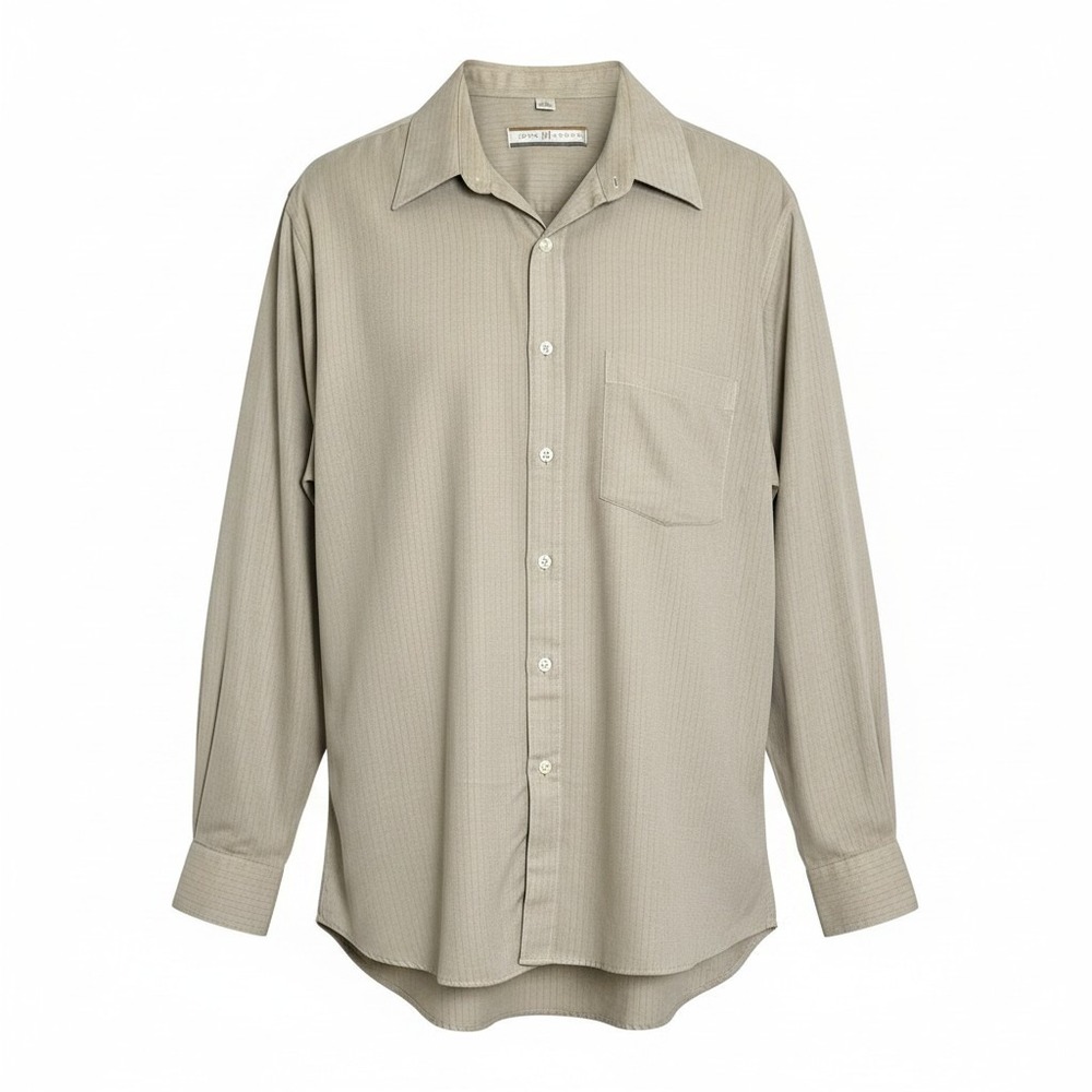 John Henry Mens‎ Tan Pinstripe Long Sleeve Button Down Shirt Size 16 32-33